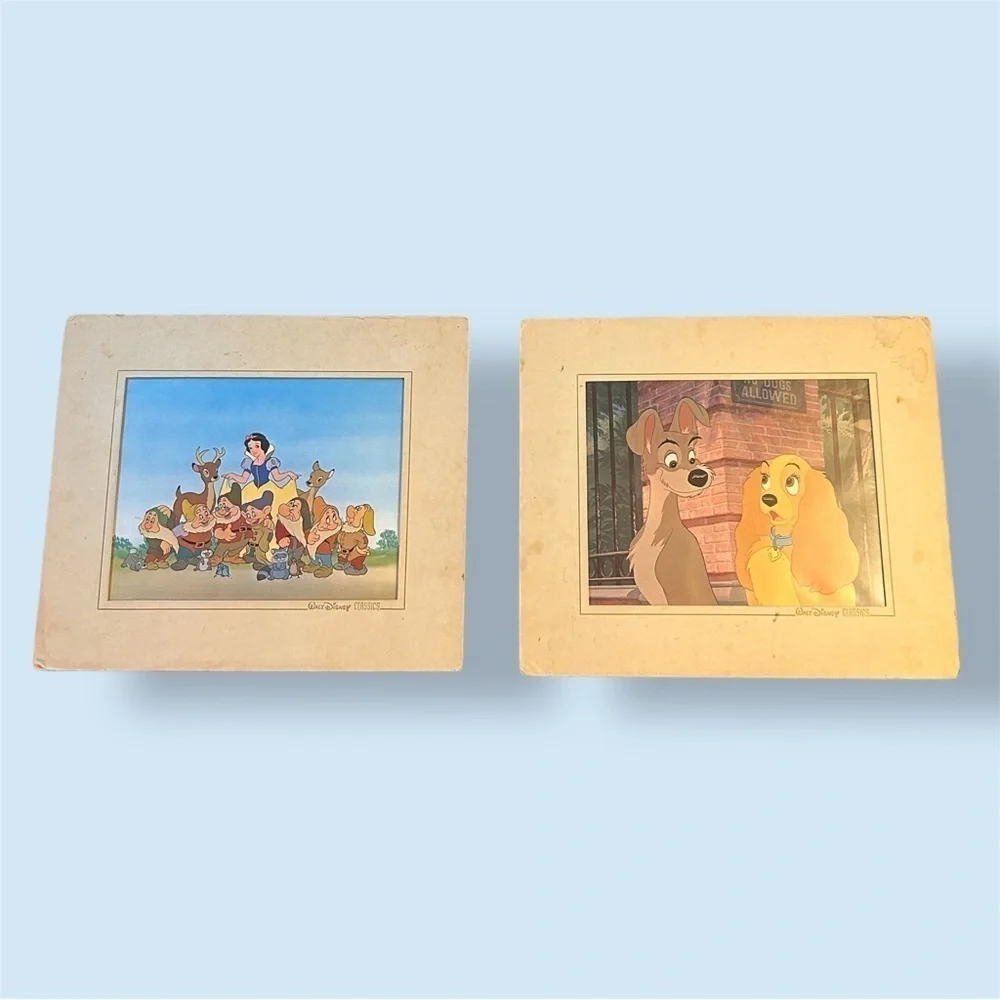 Vintage Disney Lithograph Snow White & Lady and the Tramp